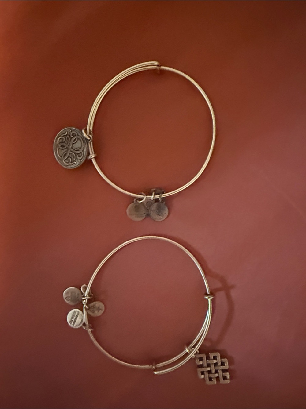 Alex and Ani Gold Tone Charm Bangle Bracelets - Set of 2